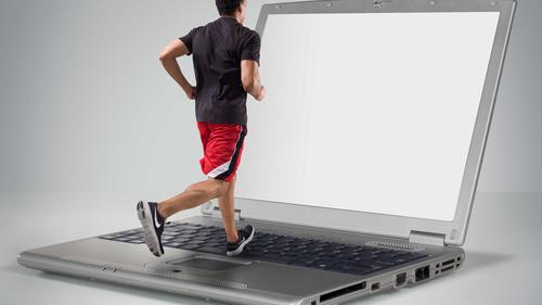 jogger on laptop