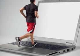 jogger on laptop