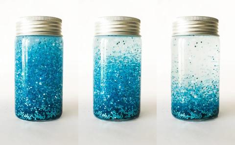three glitter jars