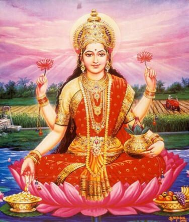 Lakshmi sitting on a lotus