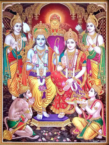 image of Rama, his wife, brothers and Hanuman